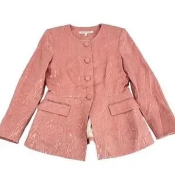 Veronica Beard Eris Moire Blush Textured Blazer Jacket Pink Size 10 - Picture 6 of 16